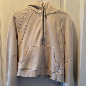 Cream Lululemon Oversized Scuba Half-Zip Hoodie